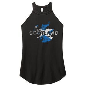 Scottish Map And Flag Souvenir Distressed Scotland Women's Perfect Tri Rocker Tank