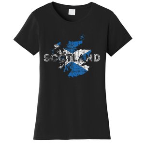 Scottish Map And Flag Souvenir Distressed Scotland Women's T-Shirt