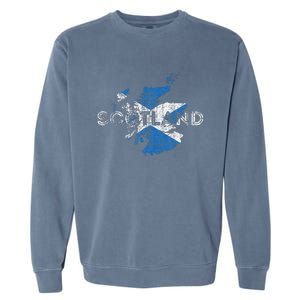 Scottish Map And Flag Souvenir Distressed Scotland Garment-Dyed Sweatshirt