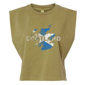 Scottish Map And Flag Souvenir Distressed Scotland Garment-Dyed Women's Muscle Tee