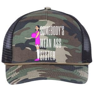 SomebodyS Mean Ass Sister Gift Retro Rope Trucker Hat Cap