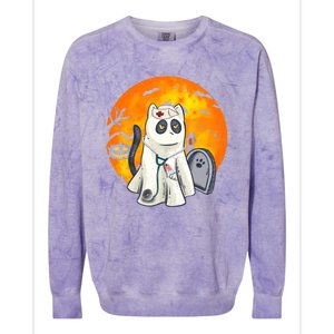 Spooky Meows And Caring Spirit Cat Lover Nurse Ghoscool Gift Cute Gift Colorblast Crewneck Sweatshirt