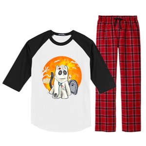 Spooky Meows And Caring Spirit Cat Lover Nurse Ghoscool Gift Cute Gift Raglan Sleeve Pajama Set