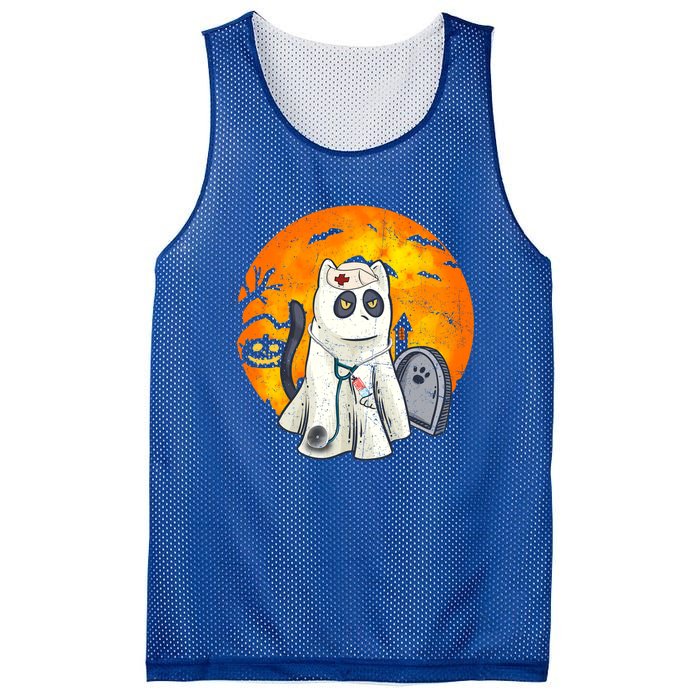 Spooky Meows And Caring Spirit Cat Lover Nurse Ghoscool Gift Cute Gift Mesh Reversible Basketball Jersey Tank