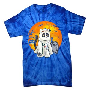 Spooky Meows And Caring Spirit Cat Lover Nurse Ghoscool Gift Cute Gift Tie-Dye T-Shirt