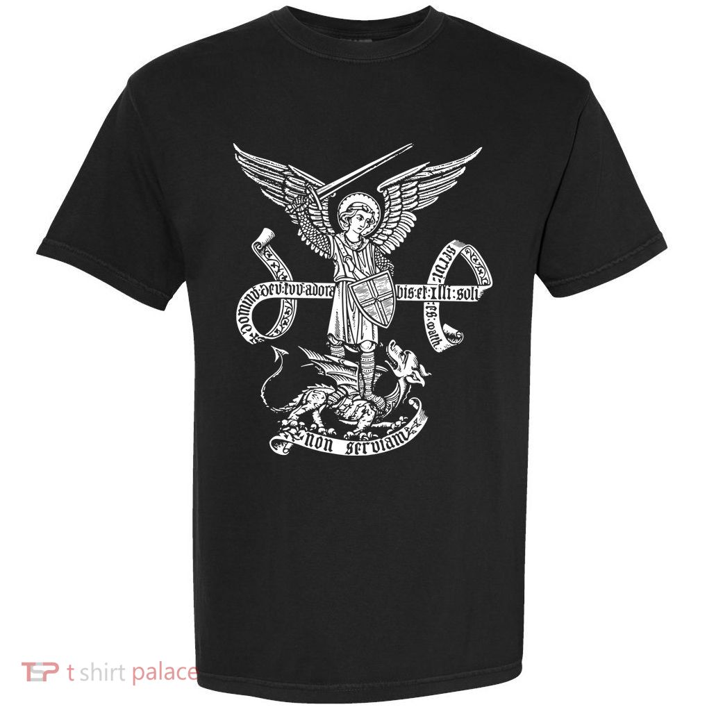 St Michael Archangel Catholic Angel Defend Us Garment-Dyed Heavyweight T-Shirt