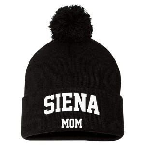 Siena Mom Arch College University Font Pom Pom 12in Knit Beanie