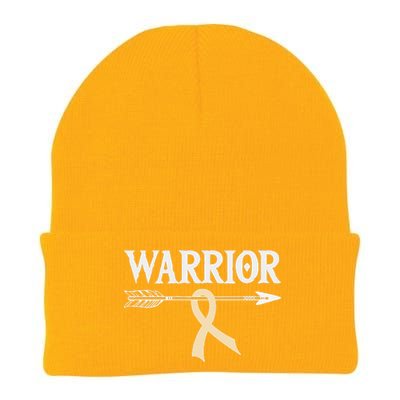 Spinal Muscular Atrophy Warrior Ivory Arrow Ribbon Knit Cap Winter Beanie