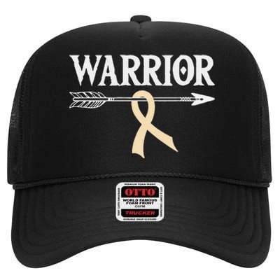 Spinal Muscular Atrophy Warrior Ivory Arrow Ribbon High Crown Mesh Back Trucker Hat