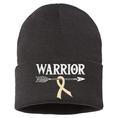 Spinal Muscular Atrophy Warrior Ivory Arrow Ribbon Sustainable Knit Beanie