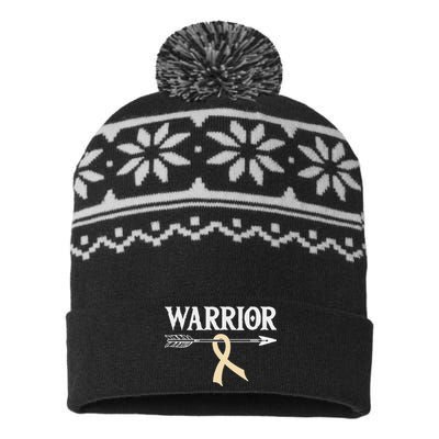 Spinal Muscular Atrophy Warrior Ivory Arrow Ribbon USA-Made Snowflake Beanie