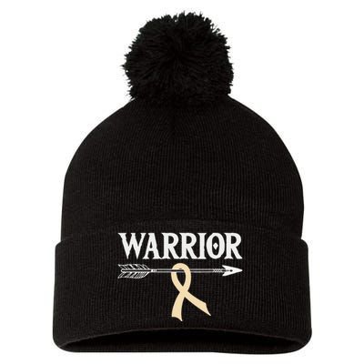 Spinal Muscular Atrophy Warrior Ivory Arrow Ribbon Pom Pom 12in Knit Beanie