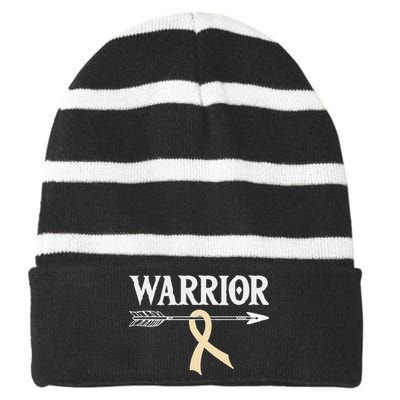 Spinal Muscular Atrophy Warrior Ivory Arrow Ribbon Striped Beanie with Solid Band