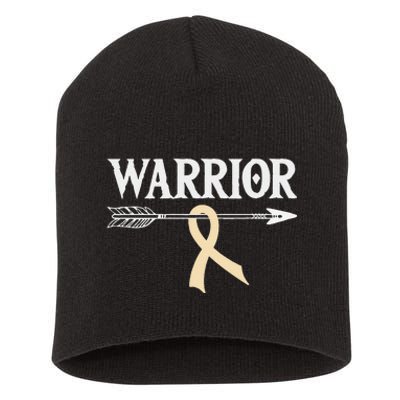 Spinal Muscular Atrophy Warrior Ivory Arrow Ribbon Short Acrylic Beanie