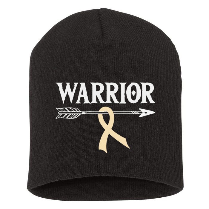 Spinal Muscular Atrophy Warrior Ivory Arrow Ribbon Short Acrylic Beanie