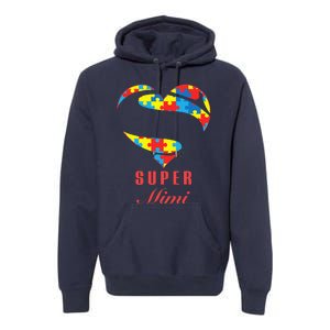 Super Mimi Autism Awareness Gifts Autism Heart Premium Hoodie