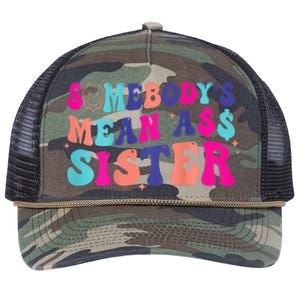 SomebodyS Mean Ass Sister Retro Rope Trucker Hat Cap