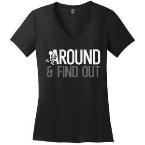 Stick Man Around And Find Out Fafo Women's V-Neck T-Shirt