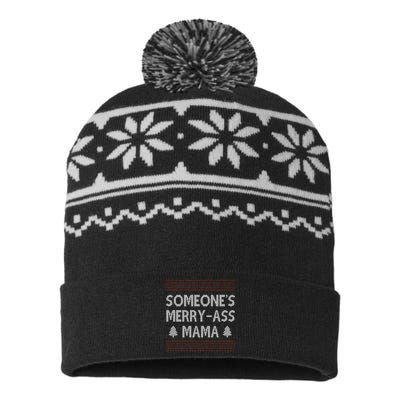 Somones Merry Ass Mama Funny Ugly Christmas USA-Made Snowflake Beanie