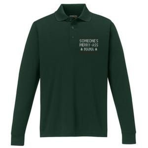 Somones Merry Ass Mama Funny Ugly Christmas Performance Long Sleeve Polo