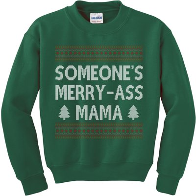 Somones Merry Ass Mama Funny Ugly Christmas Kids Sweatshirt