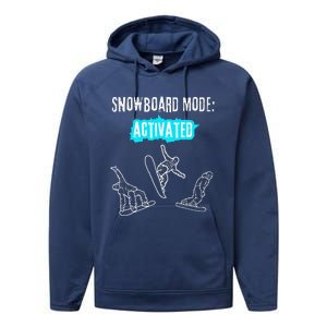 Snowboard Mode Activated Fun Winter Sports Snowboarding Performance Fleece Hoodie