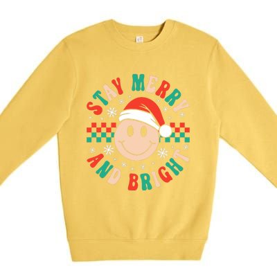 Stay Merry And Bright Retro Groovy Christmas Premium Crewneck Sweatshirt