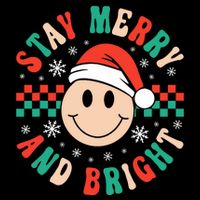 Stay Merry And Bright Retro Groovy Christmas Flexfit Unipanel Trucker Cap