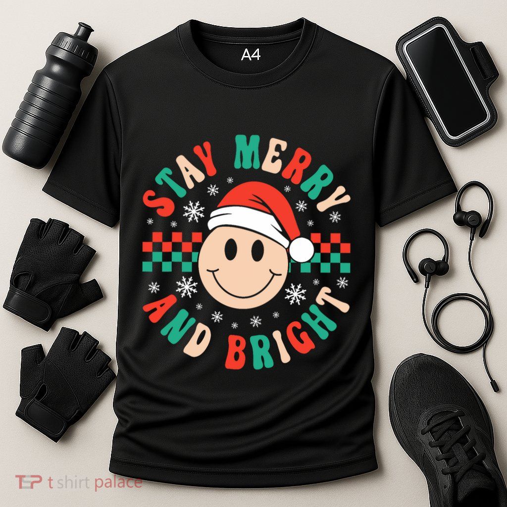 Stay Merry And Bright Retro Groovy Christmas Performance Shirt