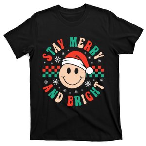 Stay Merry And Bright Retro Groovy Christmas T-Shirt