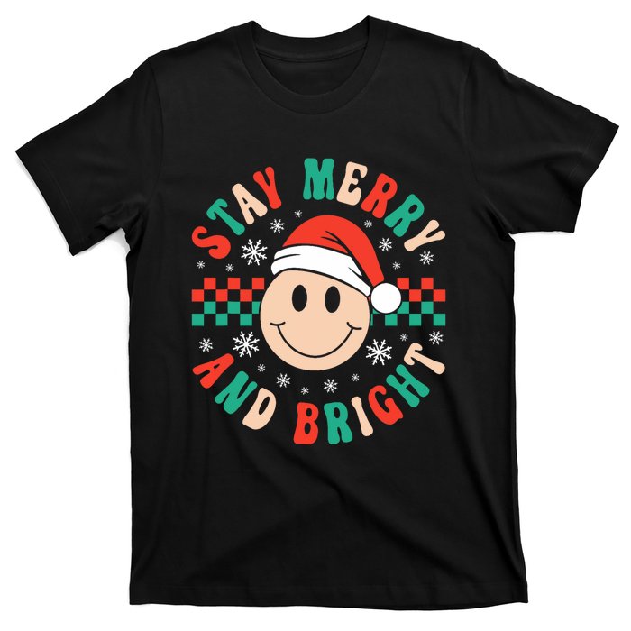 Stay Merry And Bright Retro Groovy Christmas T-Shirt