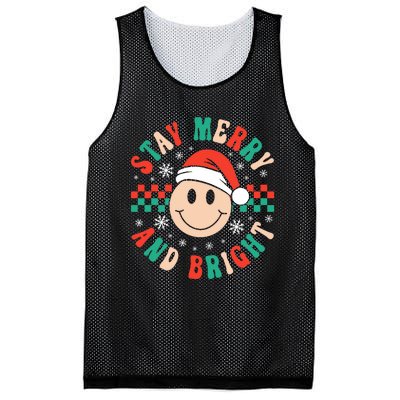 Stay Merry And Bright Retro Groovy Christmas Mesh Reversible Basketball Jersey Tank