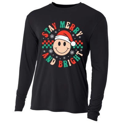 Stay Merry And Bright Retro Groovy Christmas Cooling Performance Long Sleeve Crew