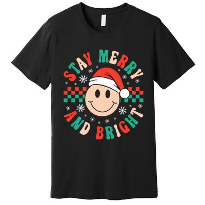 Stay Merry And Bright Retro Groovy Christmas Premium T-Shirt