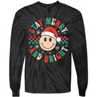 Stay Merry And Bright Retro Groovy Christmas Tie-Dye Long Sleeve Shirt