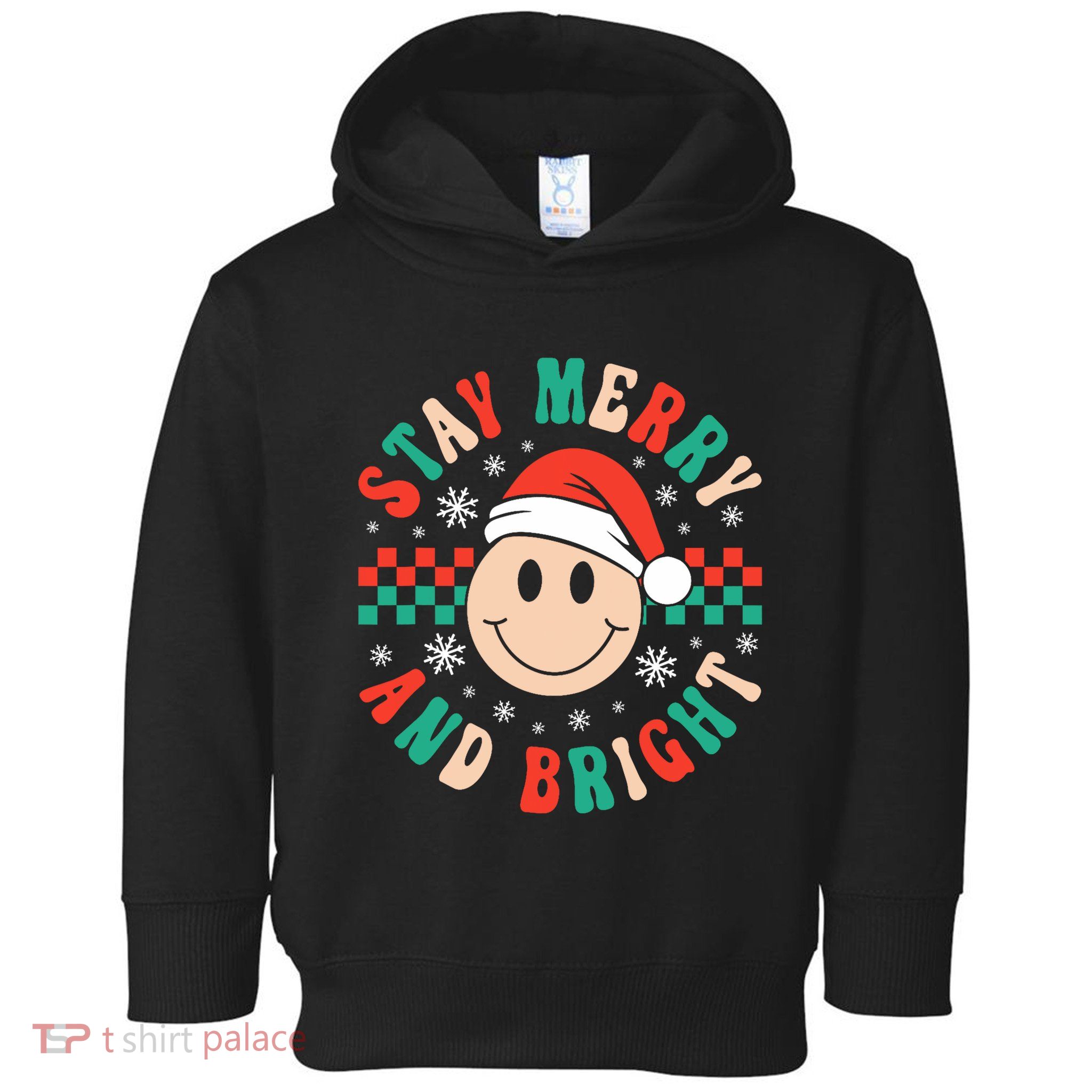Stay Merry And Bright Retro Groovy Christmas Toddler Hoodie