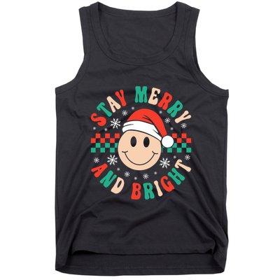Stay Merry And Bright Retro Groovy Christmas Tank Top