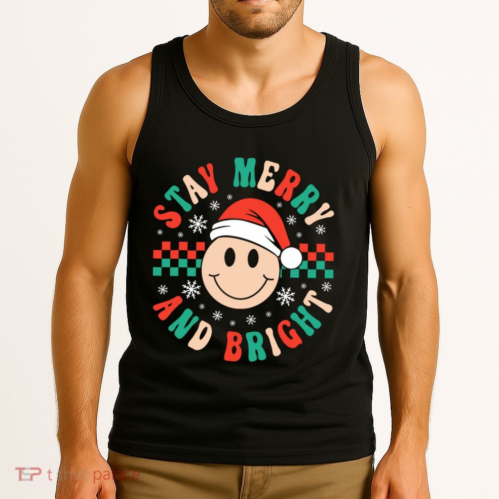 Stay Merry And Bright Retro Groovy Christmas Tank Top