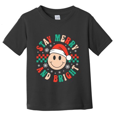Stay Merry And Bright Retro Groovy Christmas Toddler T-Shirt