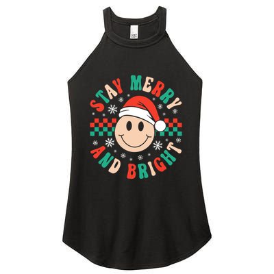 Stay Merry And Bright Retro Groovy Christmas Women's Perfect Tri Rocker Tank