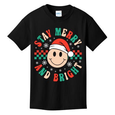 Stay Merry And Bright Retro Groovy Christmas Kids T-Shirt