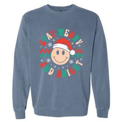 Stay Merry And Bright Retro Groovy Christmas Garment-Dyed Sweatshirt