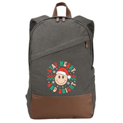 Stay Merry And Bright Retro Groovy Christmas Cotton Canvas Backpack