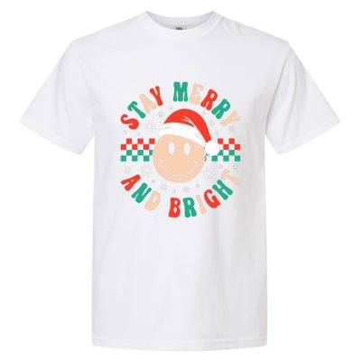 Stay Merry And Bright Retro Groovy Christmas Garment-Dyed Heavyweight T-Shirt