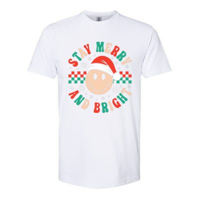 Stay Merry And Bright Retro Groovy Christmas Softstyle CVC T-Shirt