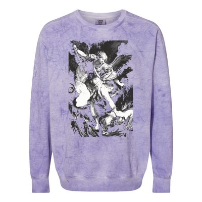 Saint Michael Archangel Angel Catholic Patron Gift Colorblast Crewneck Sweatshirt