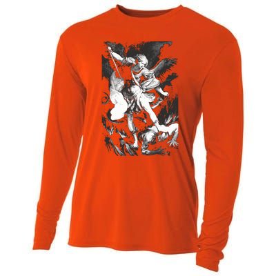 Saint Michael Archangel Angel Catholic Patron Gift Cooling Performance Long Sleeve Crew