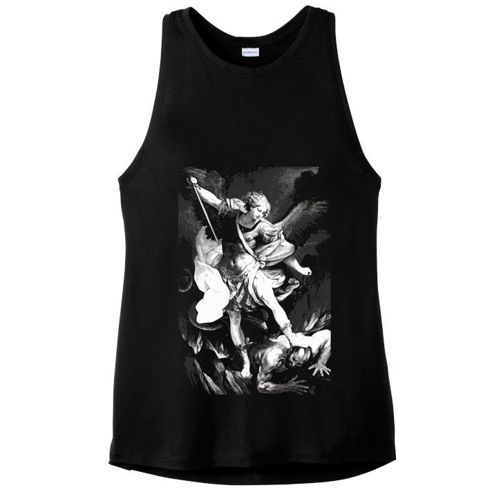 Saint Michael Archangel Angel Catholic Patron Gift Ladies PosiCharge Tri-Blend Wicking Tank