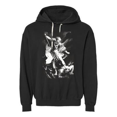 Saint Michael Archangel Angel Catholic Patron Gift Garment-Dyed Fleece Hoodie