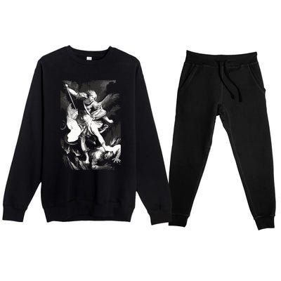 Saint Michael Archangel Angel Catholic Patron Gift Premium Crewneck Sweatsuit Set